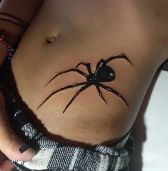 Black Widow Belly Tattoo