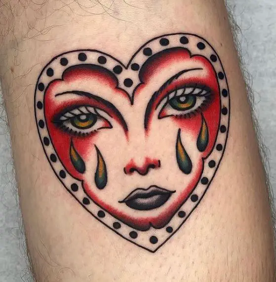 Traditional Crying Heart Forearm Tattoo