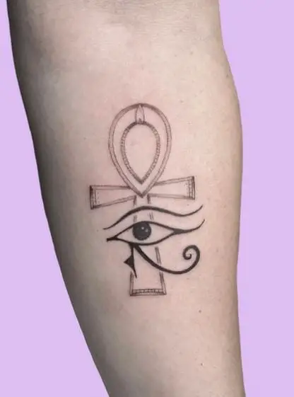 Eye of Horus and Ankh Forearm Tattoo