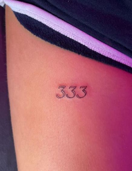 Black 333 Thigh Tattoo