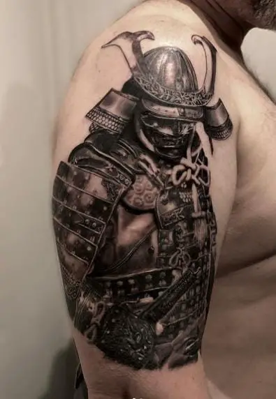 Black Samurai Warrior Arm Tattoo
