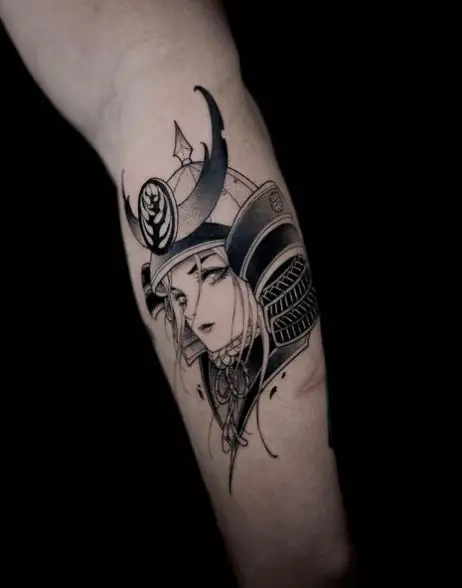 Black Lady Samurai Forearm Tattoo