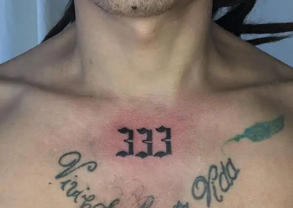 Black 333 Chest Tattoo