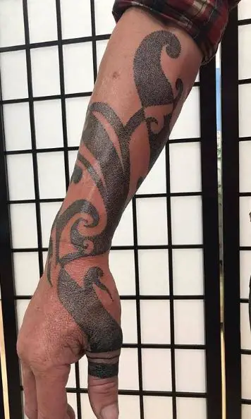 Grey Tribal Forearm Tattoo