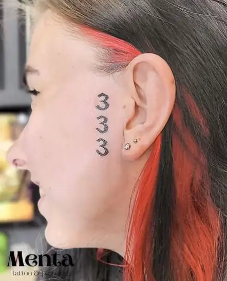 Black 333 Face Tattoo