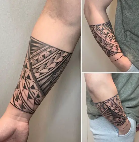 Geometric Forms Tribal Forearm Tattoo