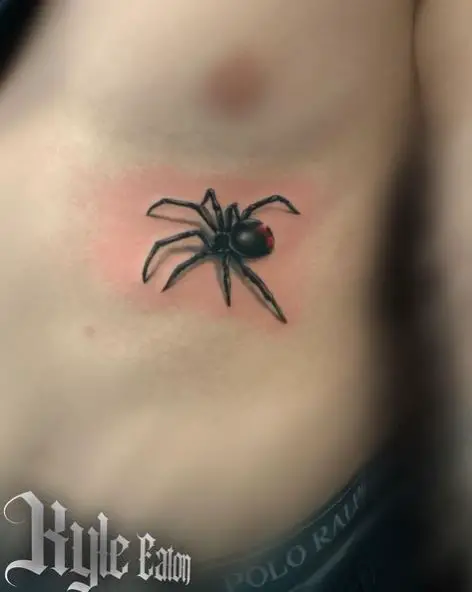 Small Black Widow Ribs Tattoo
