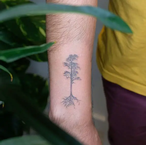 Small Pine Tree Wrist Tattoo
