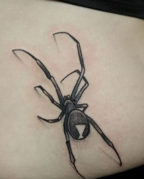 Grey Black Widow Chest Tattoo