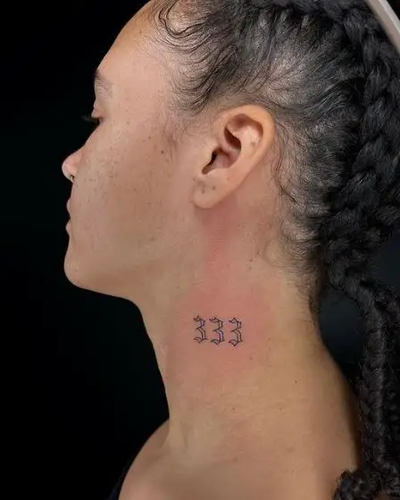 Bold 333 Neck Tattoo