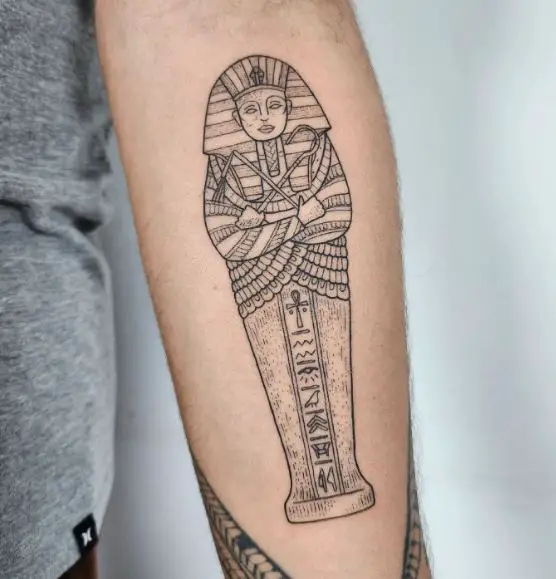 Tutankhamun with Ankh Forearm Tattoo