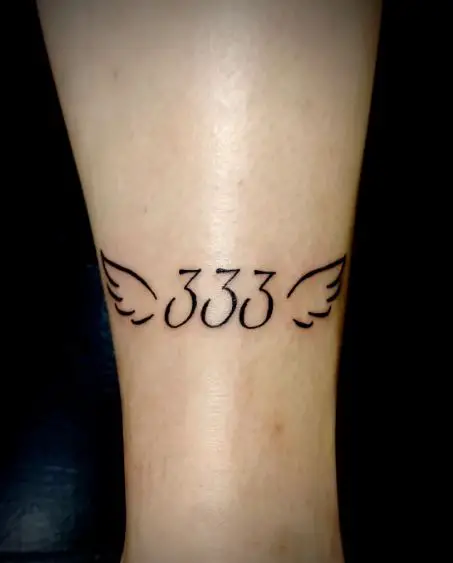 333 with Angel Wings Tattoo