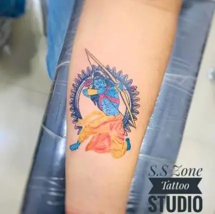 Colorful Shree Ram Forearm Tattoo