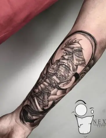 Samurai Warrior with Katana Forearm Tattoo
