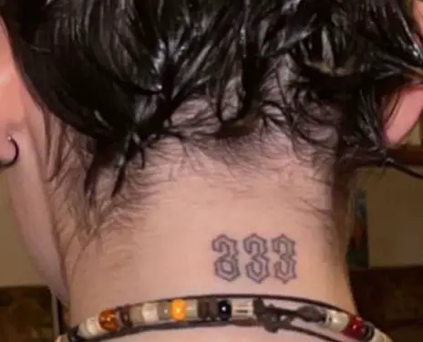 Grey 333 Neck Tattoo