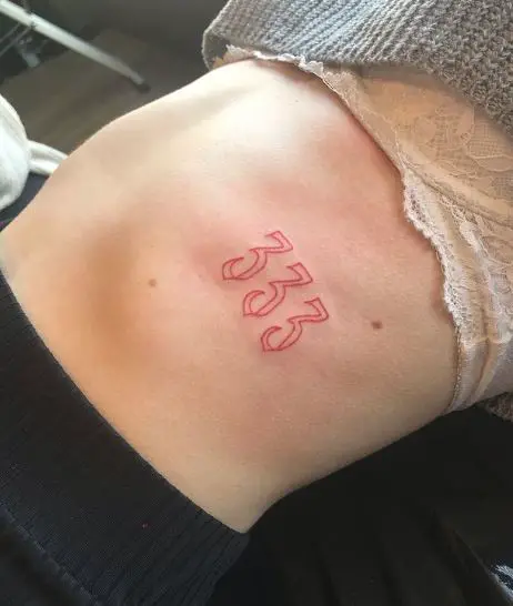 Red 333 Ribs Tattoo