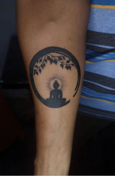 Zen Circle and Buddha Forearm Tattoo