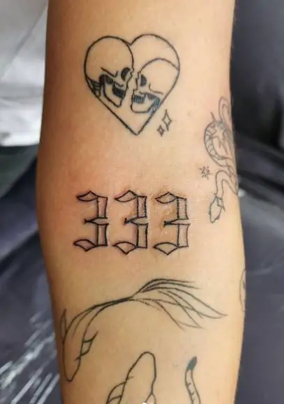 Black and White 333 Arm Tattoo