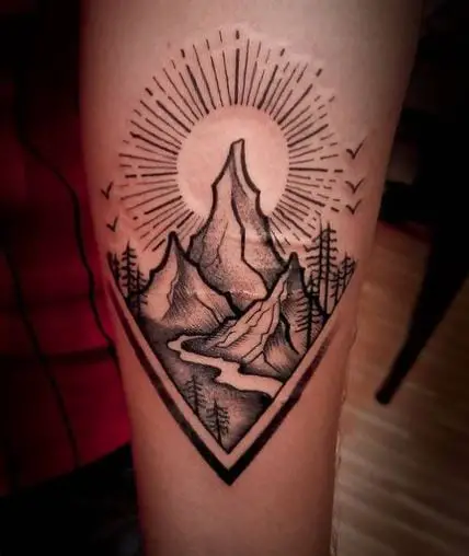 Mountain Landscape Forearm Tattoo