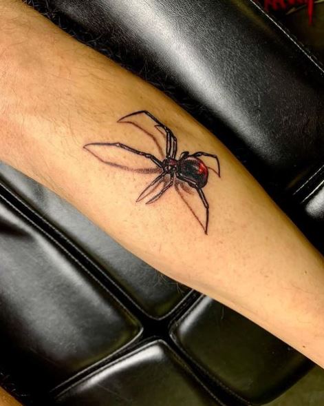 Black Widow Calf Muscle Tattoo