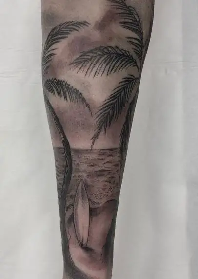 Palm Beach by the Ocean Forearm Tattoo