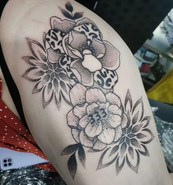 Flowers and 333 Arm Tattoo