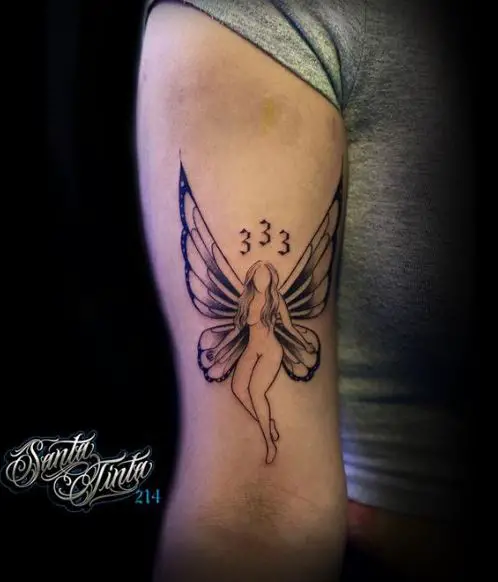 Black Fairy and 333 Arm Tattoo