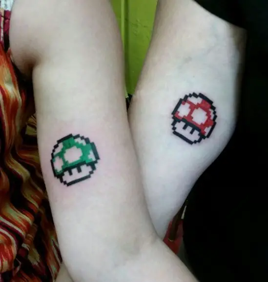 Matching Super Mario Mushroom Tattoos