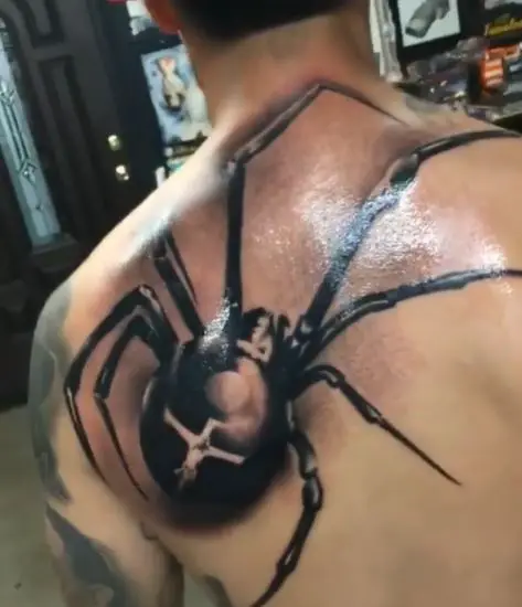 Big Black Widow Back Tattoo