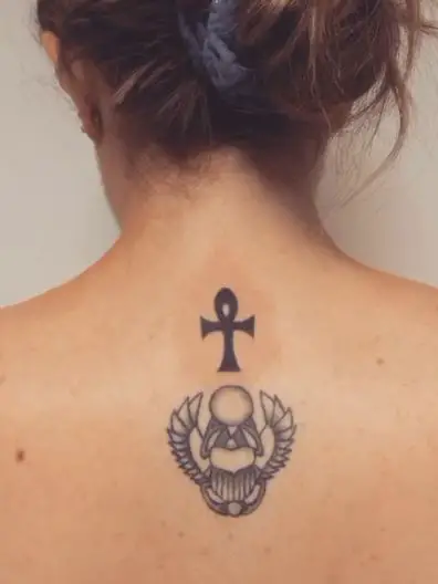 Scarab and Ankh Back Tattoo