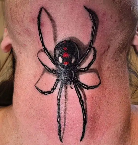 Black Widow Throat Tattoo