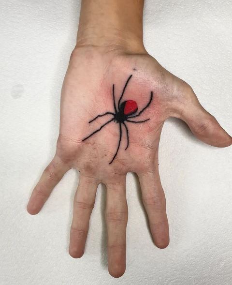 Black Widow Palm Tattoo
