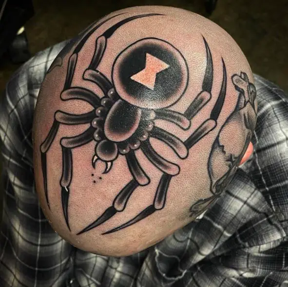 Black Widow Head Tattoo