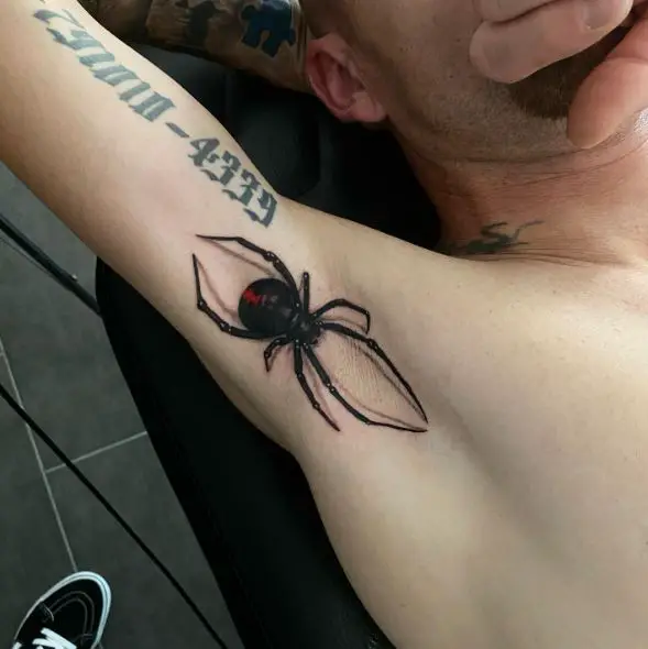 Black Widow Under Arm Tattoo