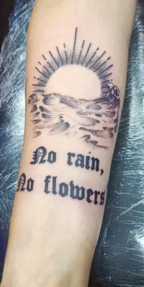 Sunrise with a Message Forearm Tattoo