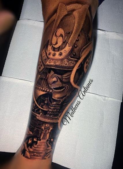 Samurai Warrior Leg Tattoo