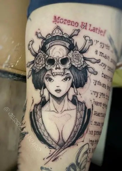 Skull and Geisha Arm Tattoo