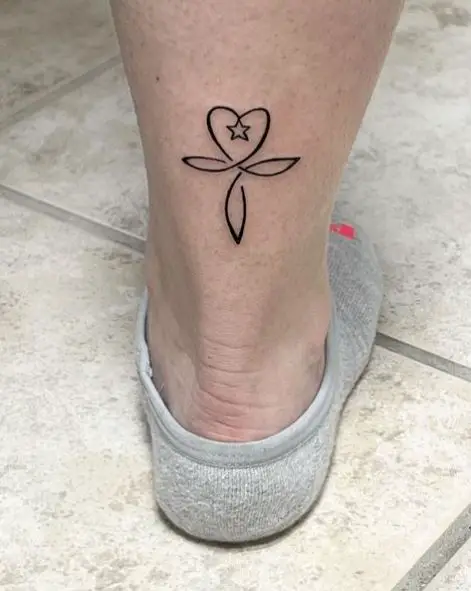 Star and Ankh Ankle Tattoo
