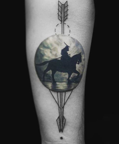Samurai on Horse Arm Tattoo