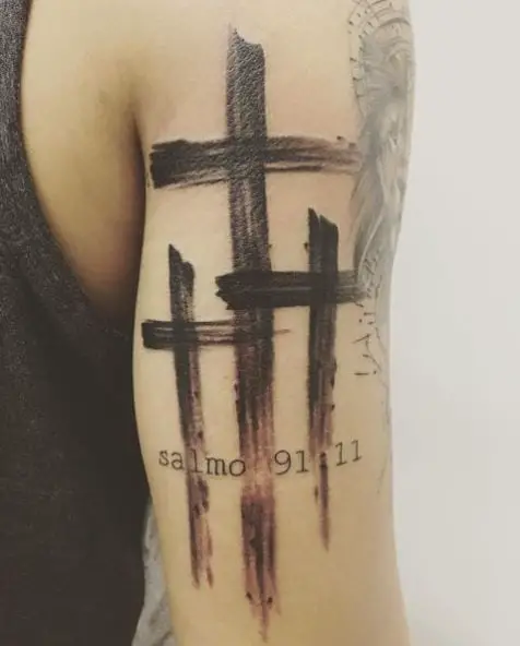 3 Cross Protection Tattoo with Bible Verse