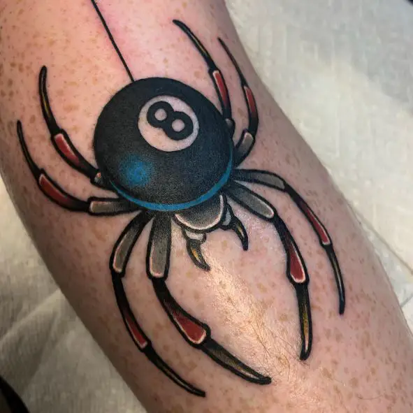8 Ball Spider Tattoo Piece