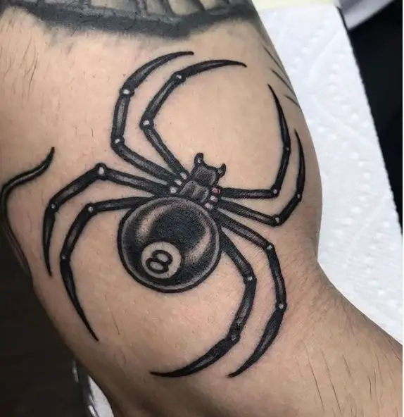 8 Ball Spider Tattoo Piece