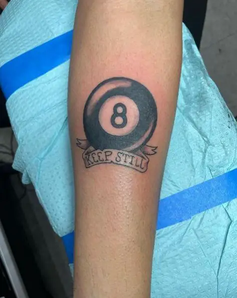 8 Ball and Keep Still Bow Tattoo