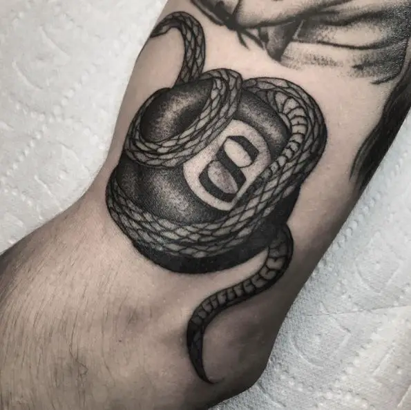 8 Ball and Snake Tattoo