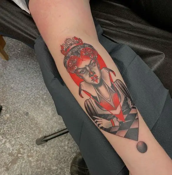 Angry Red Queen Tattoo Piece