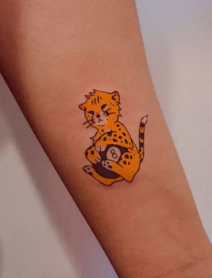 Baby Cheetah with 8 Ball Tattoo