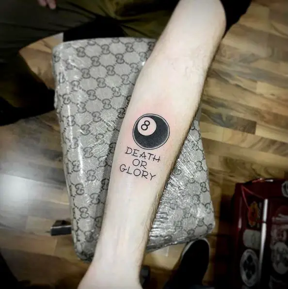 Black 8 Ball Lettering Tattoo