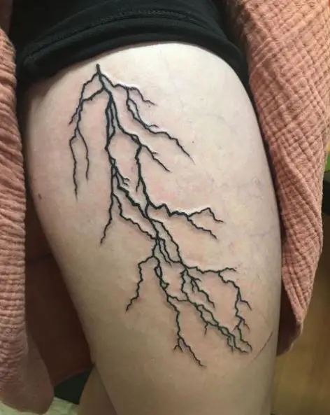 Black Lightning Streak Tattoo
