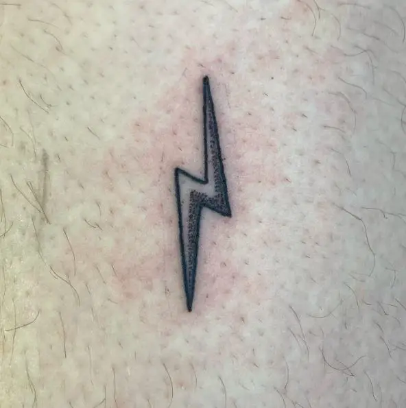 Black Line Grey Shade Lightning Bolt Tattoo