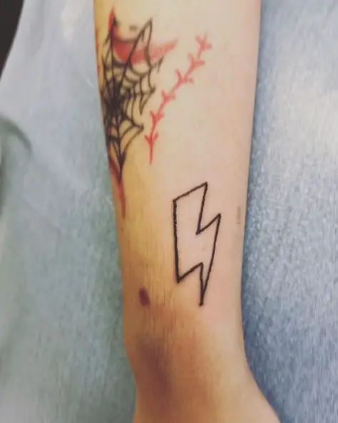 Black Line Lightning Bolt Tattoo